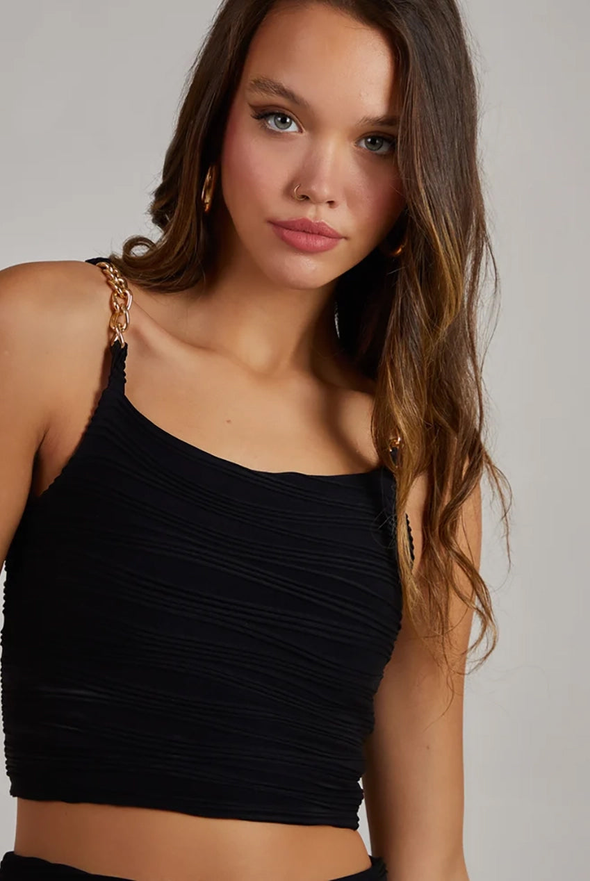 Swirl Rib Gold Chain Top AW22127