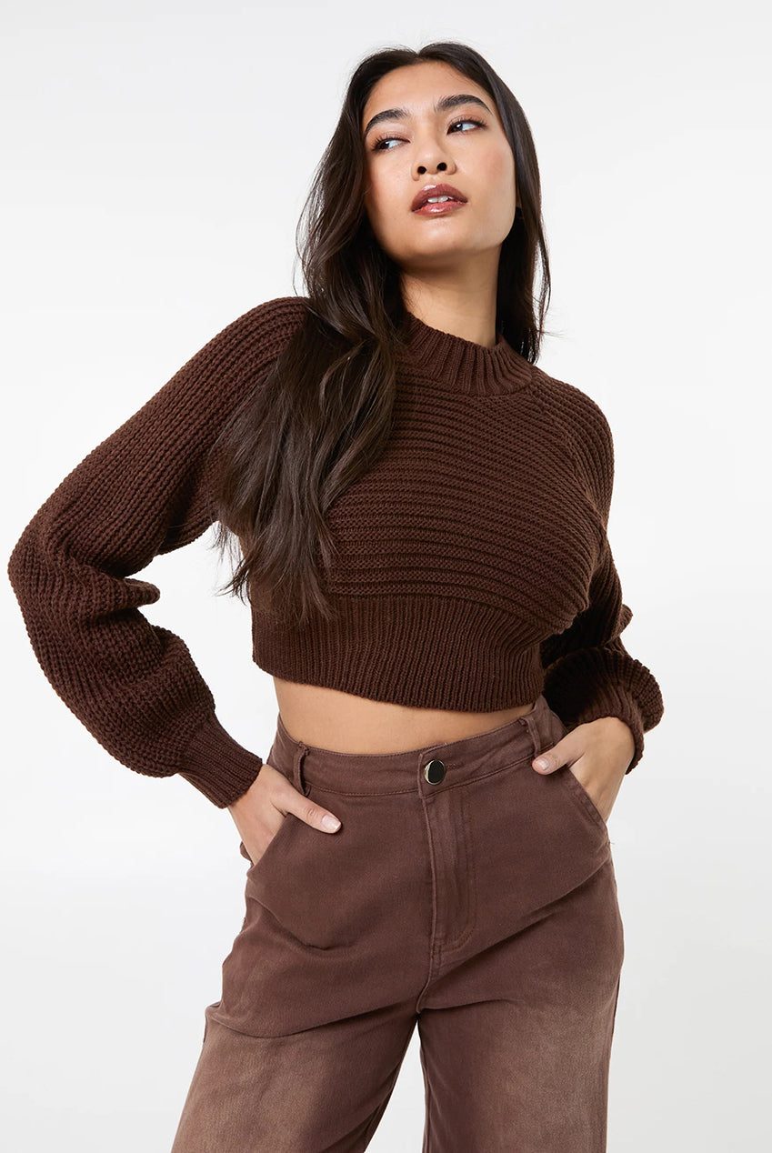 High Neck Knitted Crop Jumper AW24289P030