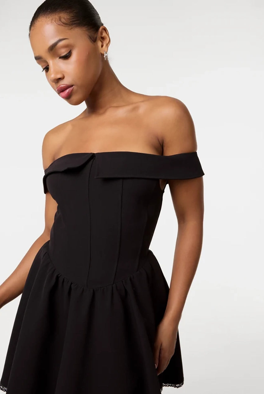 Off The Shoulder Mini Dress With Boning AW25224P003