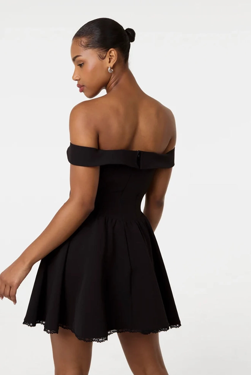 Off The Shoulder Mini Dress With Boning AW25224P003