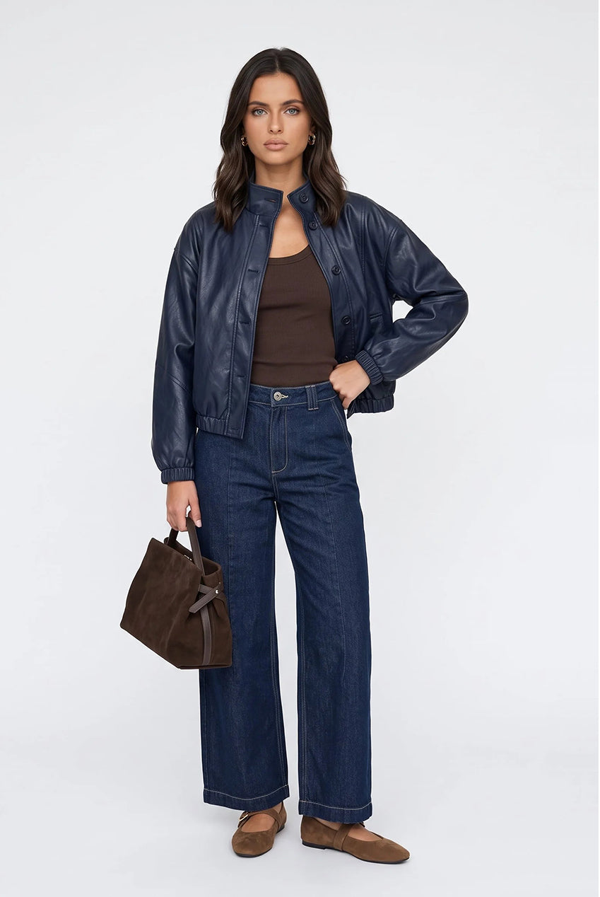 PU Oversized Jacket Navy 40JKT38467