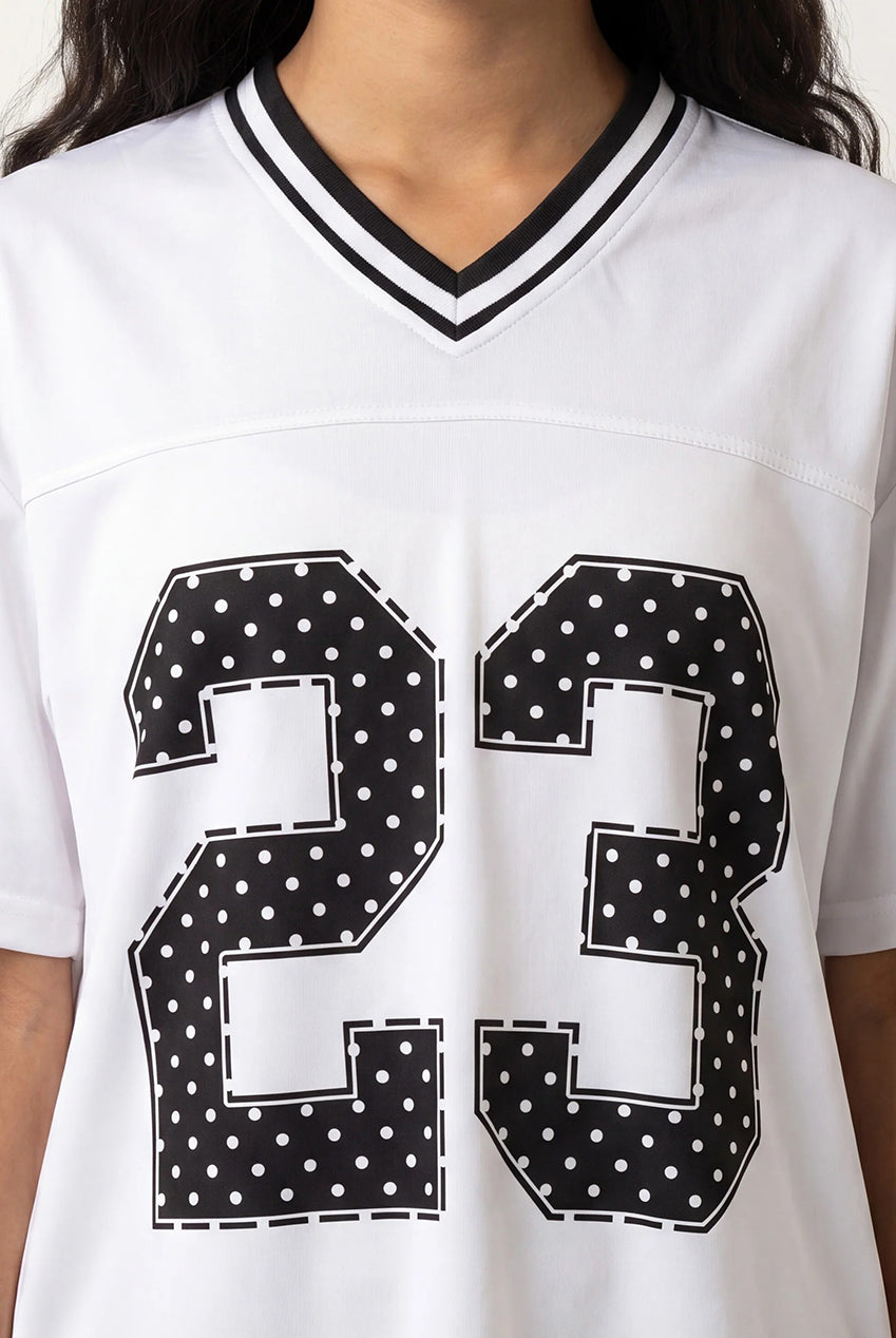 Polka Dot Detail Sports Jersey AW26028P006