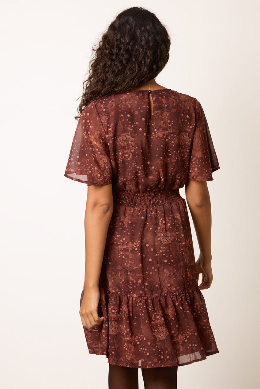 Crew Neck Frill Sleeve Mini Dress AW26052B030