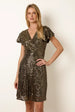 Sequin Wrap Double Frill Sleeve Dress by Blue Vanilla