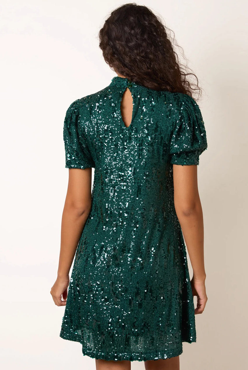 Puff Sleeve Sequin Mini Swing Dress AW26075B043