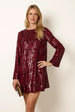Sequin Swing Flare Sleeve Mini Dress by Blue Vanilla