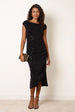 Off Shoulder Ruched Sequin Midi Dress by Blue Vanilla