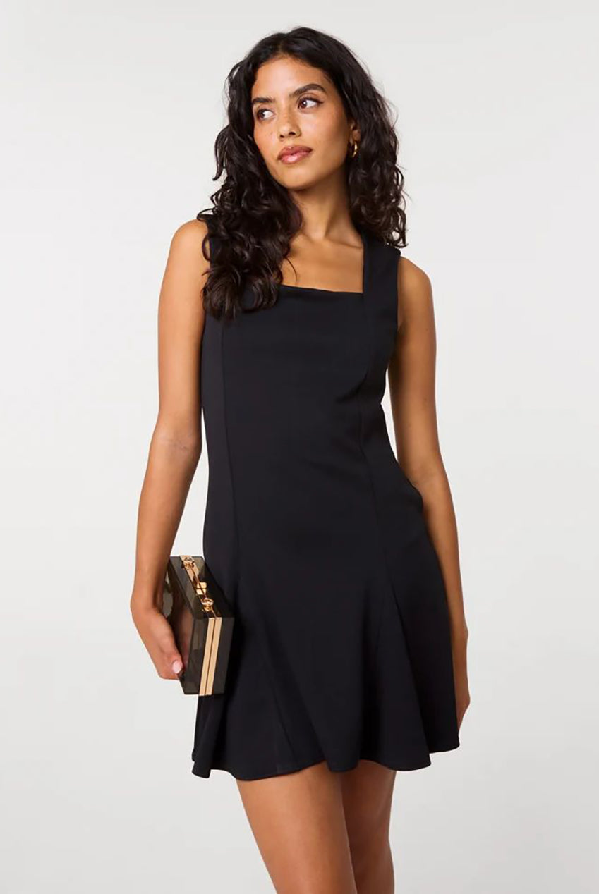 Ponte Square Neck Godet Dress AW26111P003