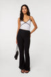 Fine Rib Stretch Flare Trousers by Pink Vanilla