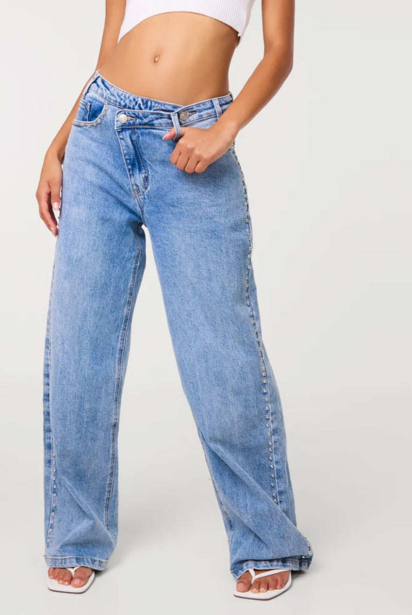 Stud Detail Wide Leg Jeans AW26123P262