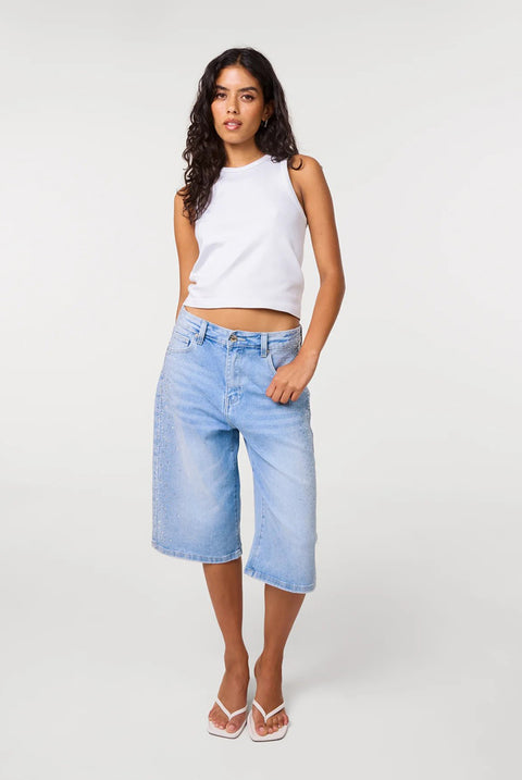 Diamante Side Bermuda Shorts by Pink Vanilla