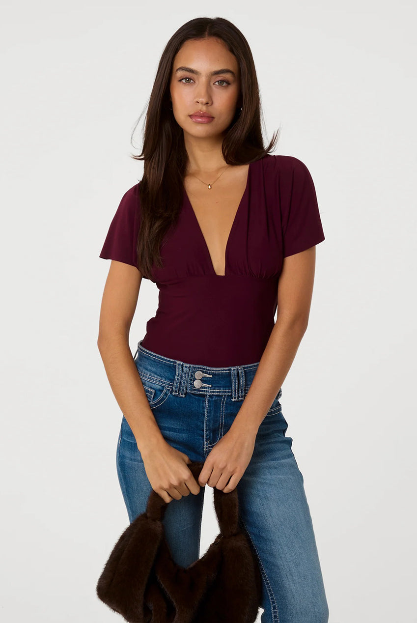 V Neck Grown On Angel Sleeve Top AW26218P090