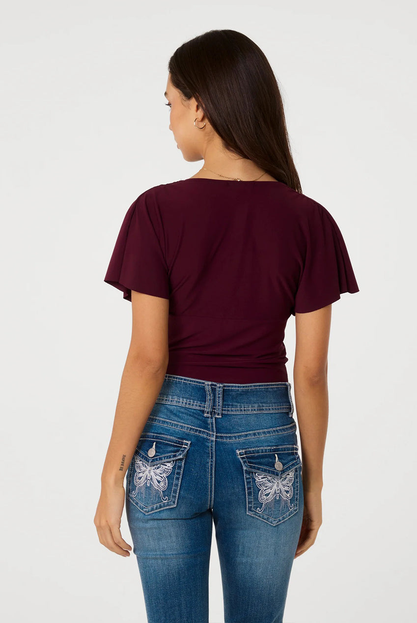 V Neck Grown On Angel Sleeve Top AW26218P090