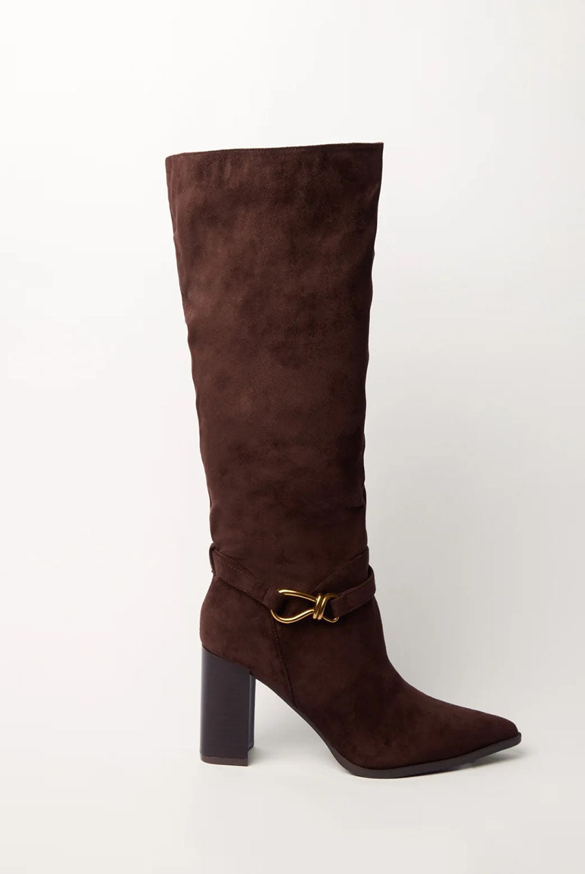 Pointed Toe Buckle Detail Knee High Boots AW26222B025