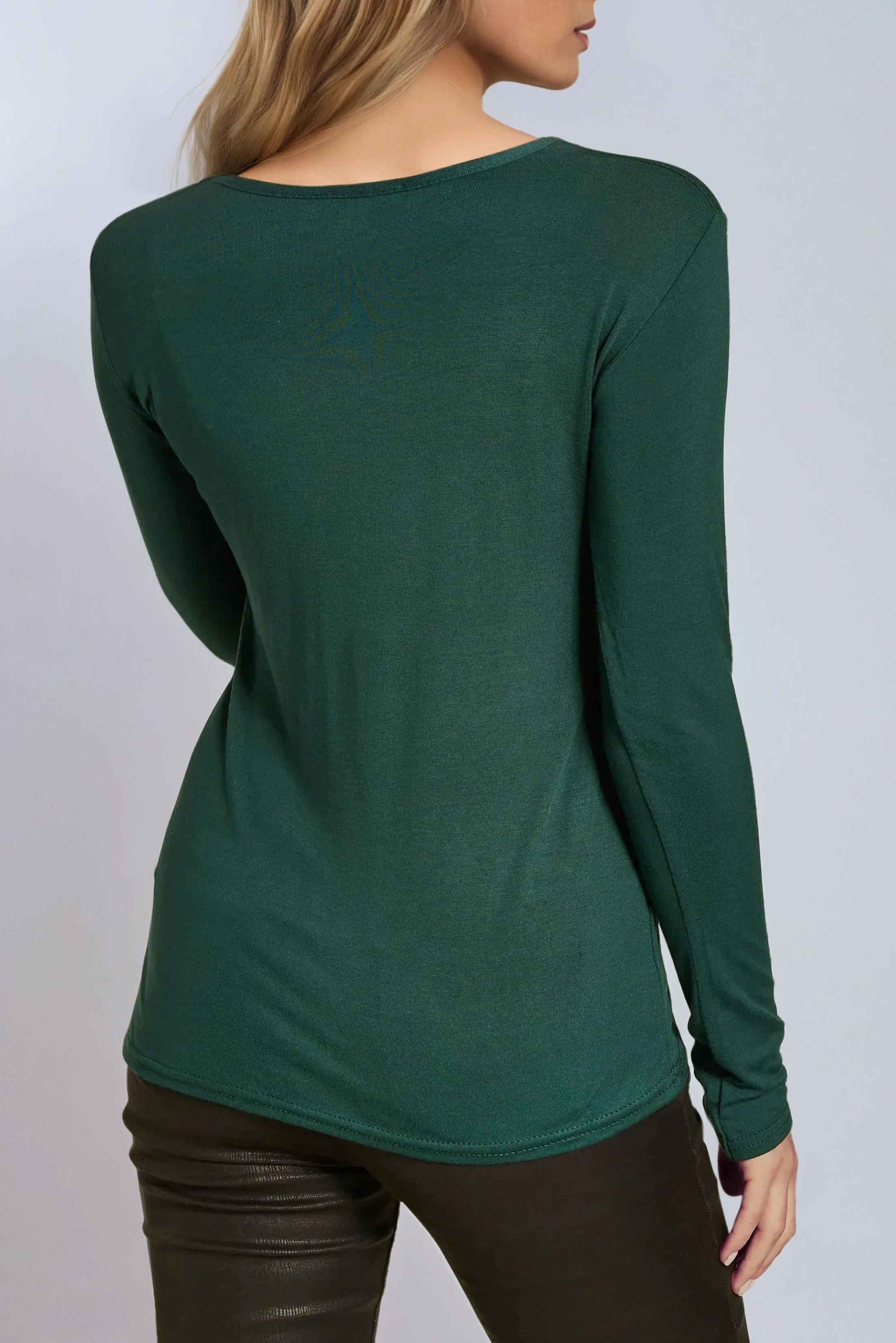 Green Round Neck Long Sleeve Top ANDREA