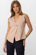 Mocha Asymmetric Fine Knit Waistcoat by Aftershock London