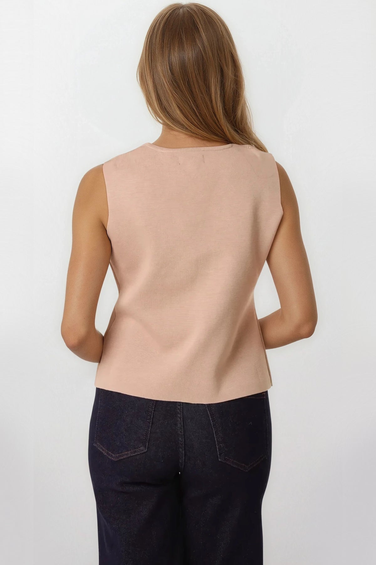 Mocha Asymmetric Fine Knit Waistcoat ALQ3787004