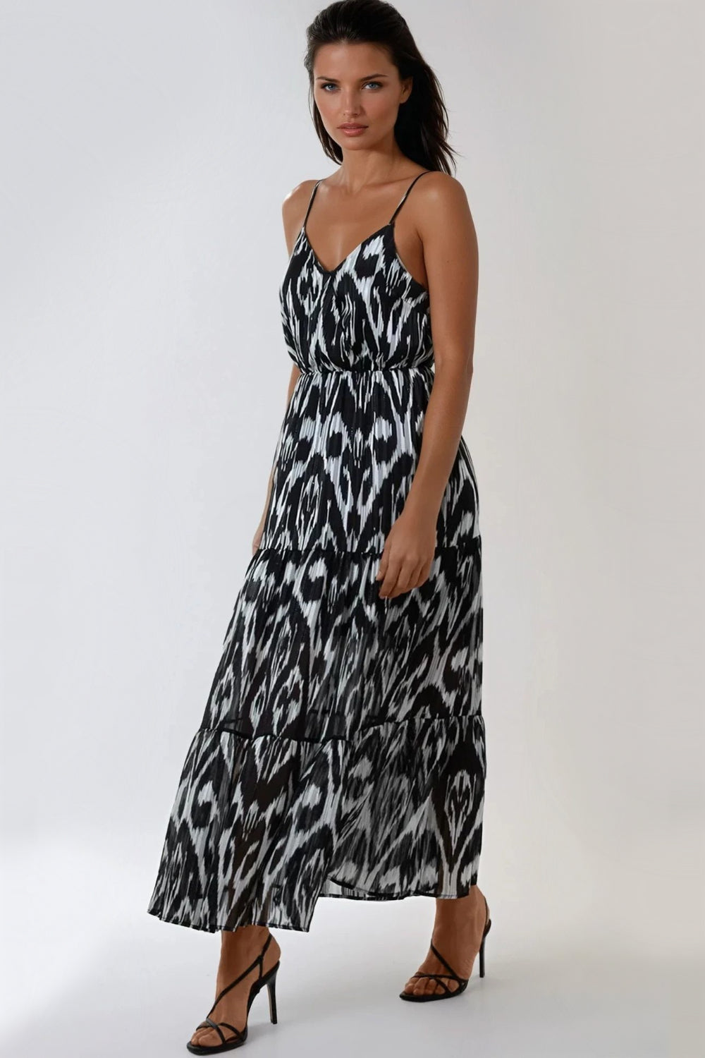 Black Strappy Wrap Maxi Dress ALQ2756003