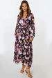 Black Abstract Print Wrap Midi Dress by Aftershock London
