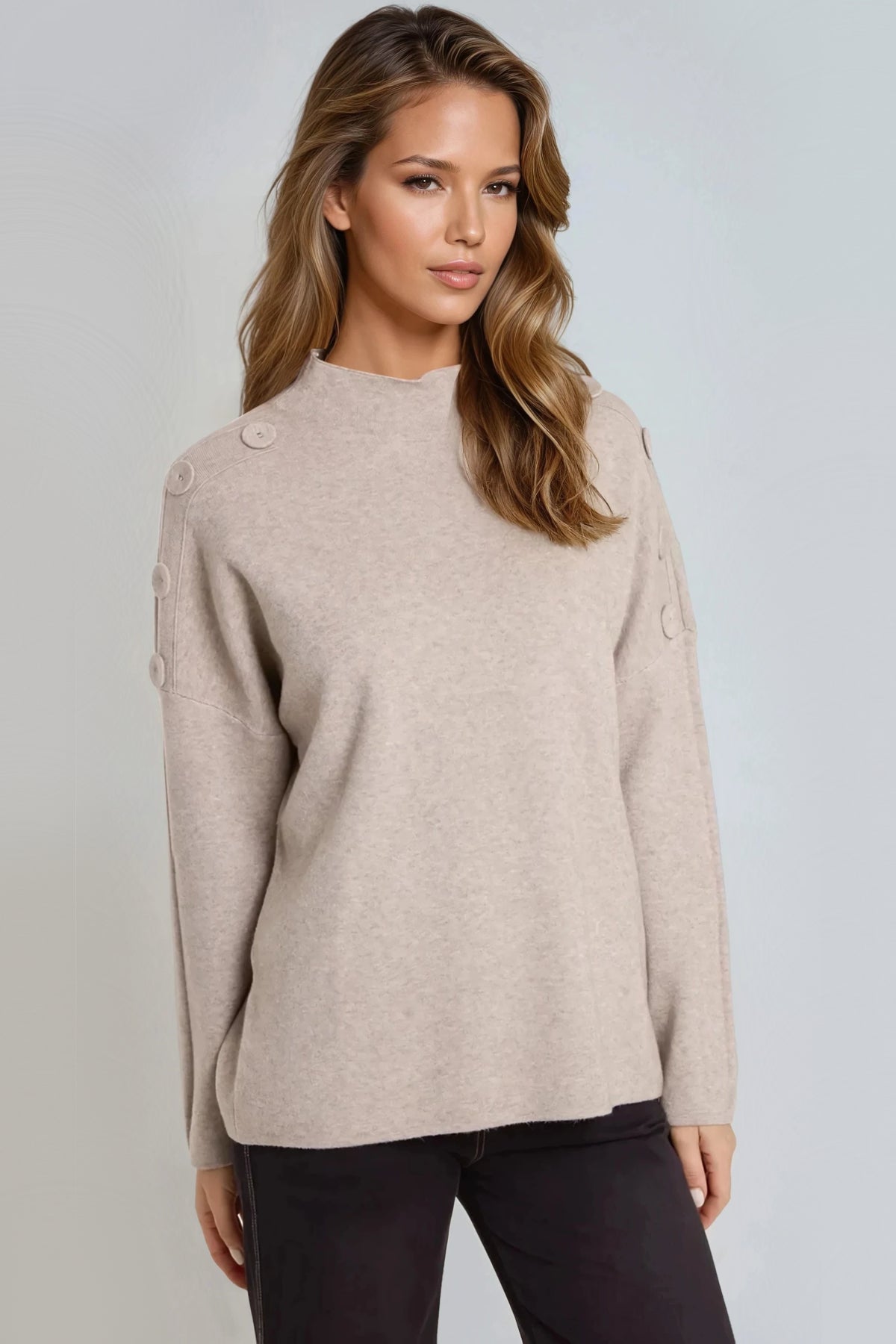 Mocha High Neck Jumper ALNL258543285