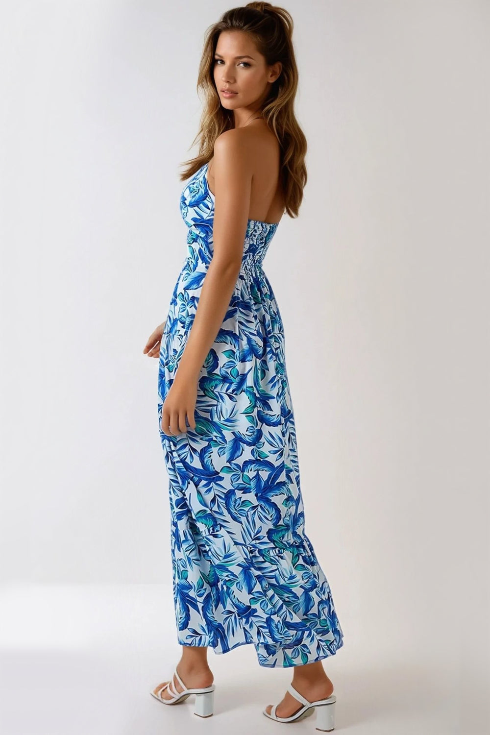 Blue Floral Halterneck Maxi Dress ALQ2582002