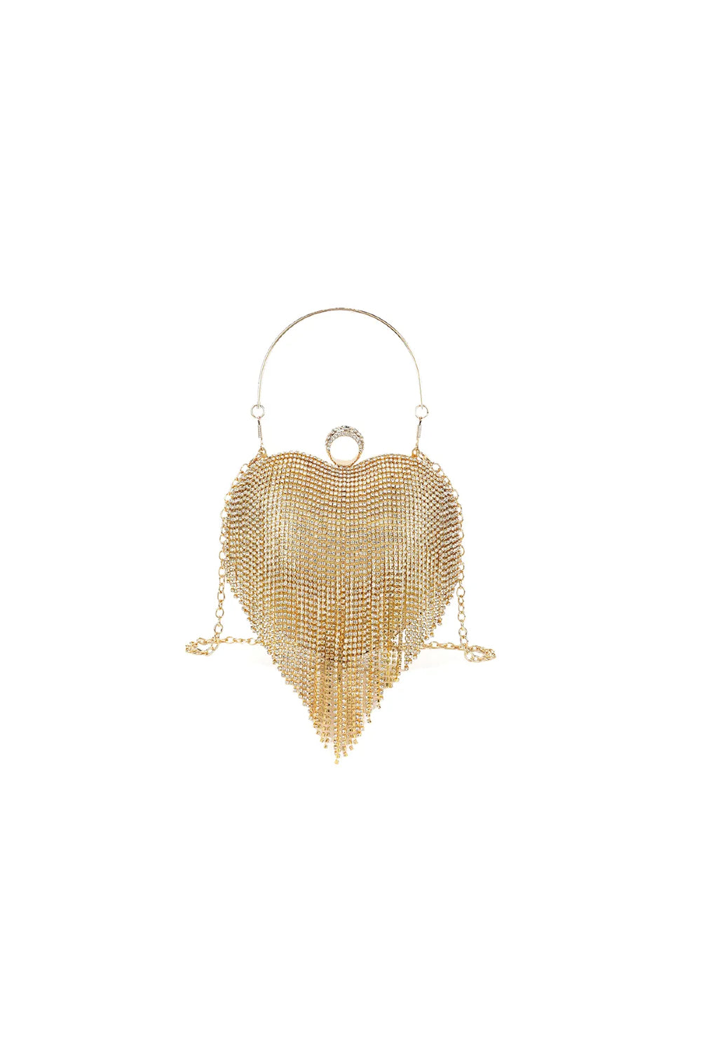 Gold Heart Diamante Evening Bag ALCS2904