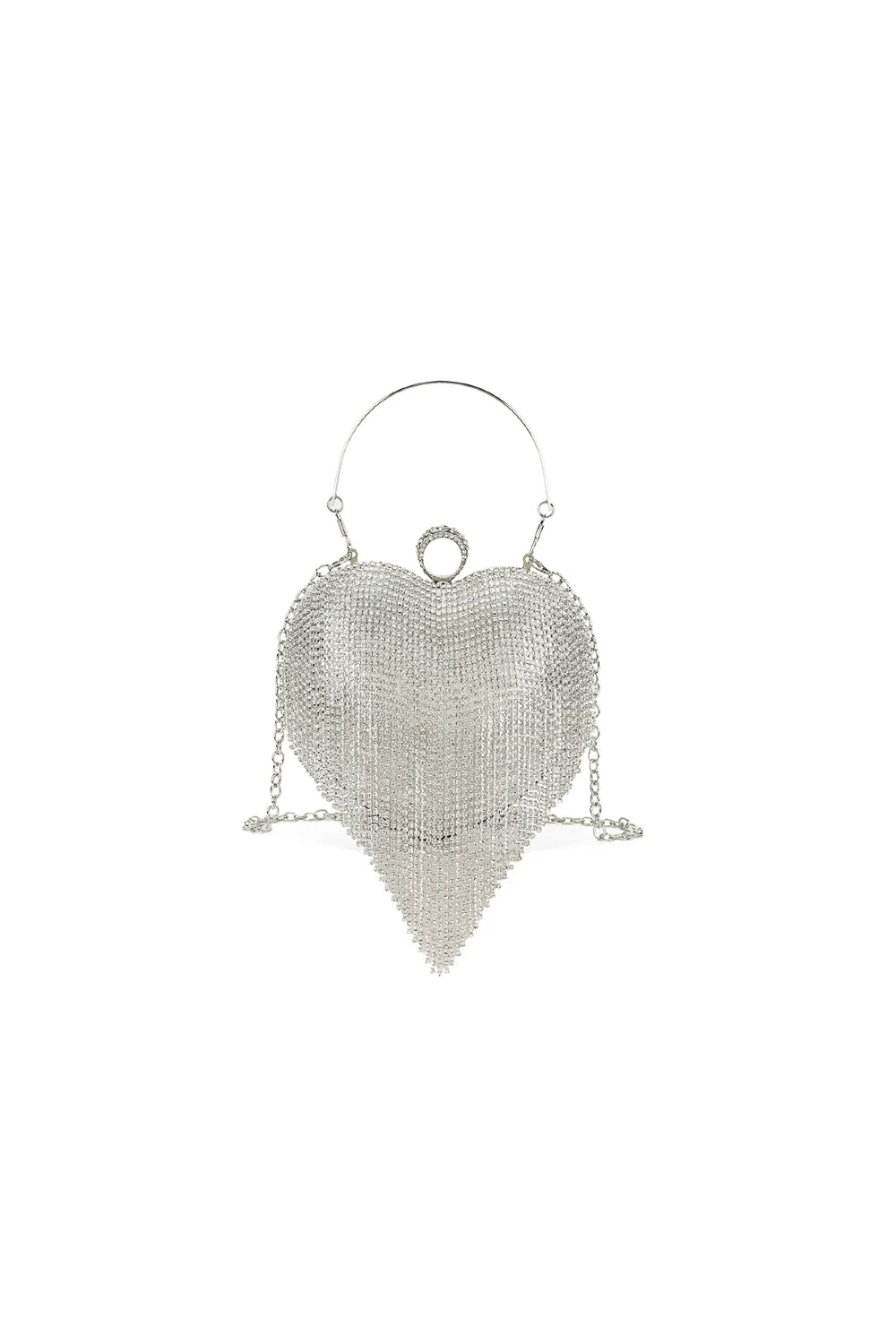 Silver Heart Diamante Evening Bag ALCS2904