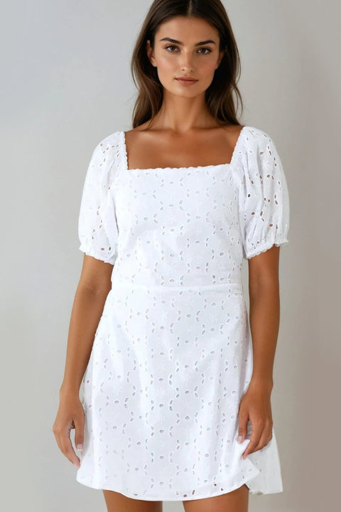 Aftershock London White Broderie Mini Dress