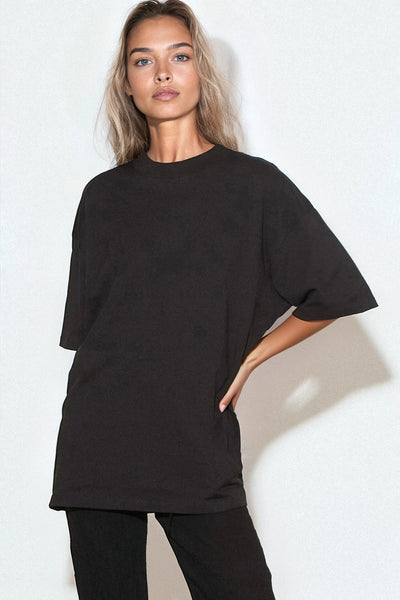Black - Black Logo Cotton Oversized T Shirt by Aftershock London