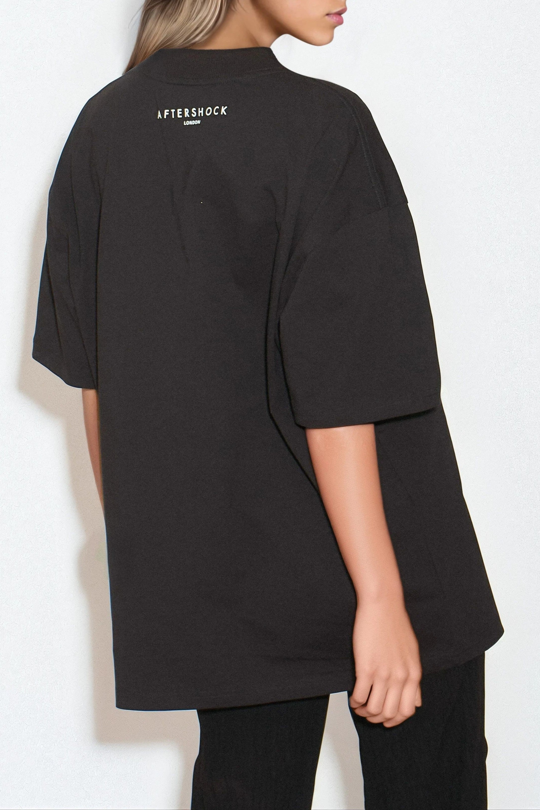 Black Logo Cotton Oversized T Shirt AL4093LOGO