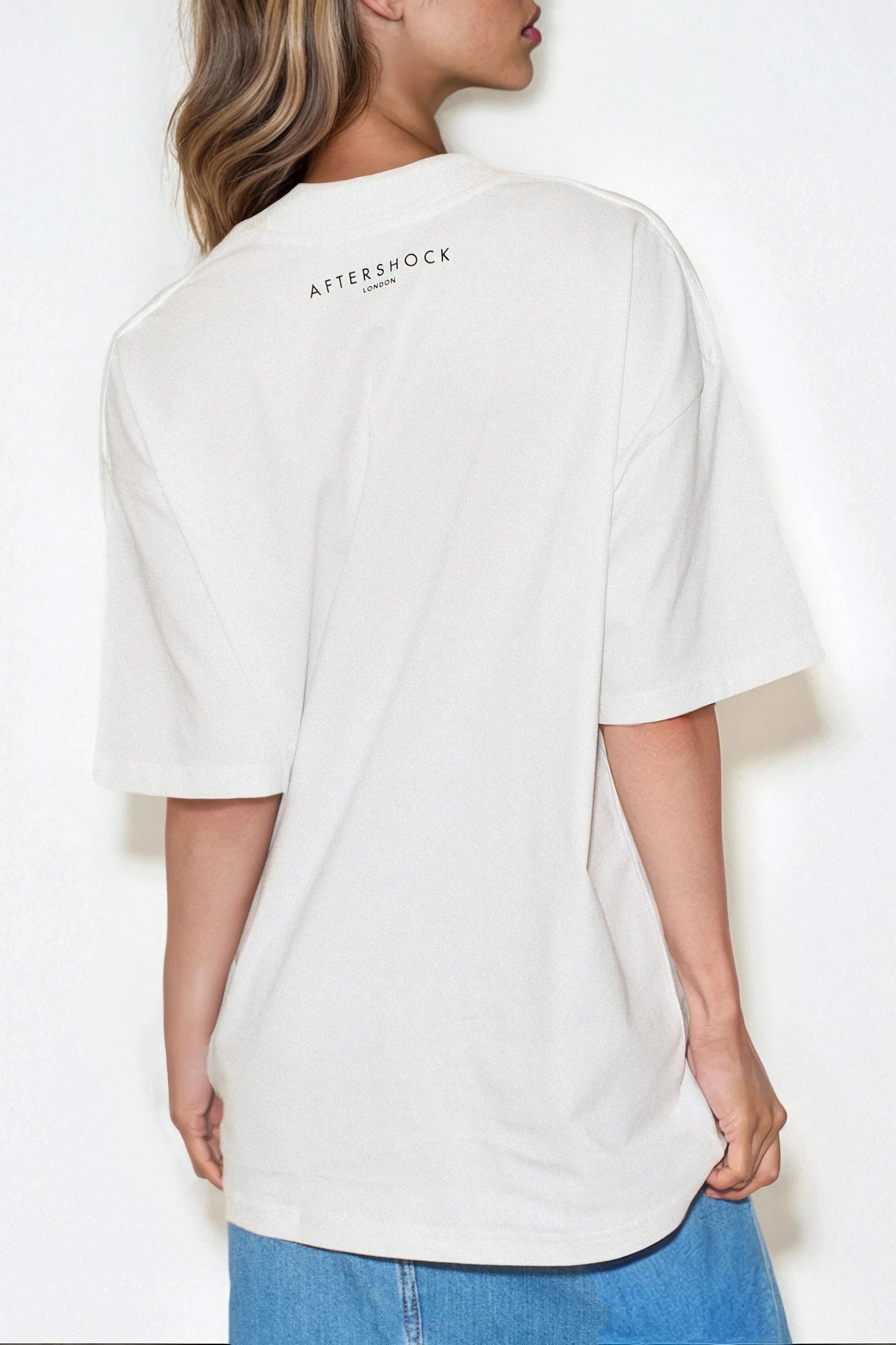 White Logo Cotton Oversized T Shirt AL4093LOGO