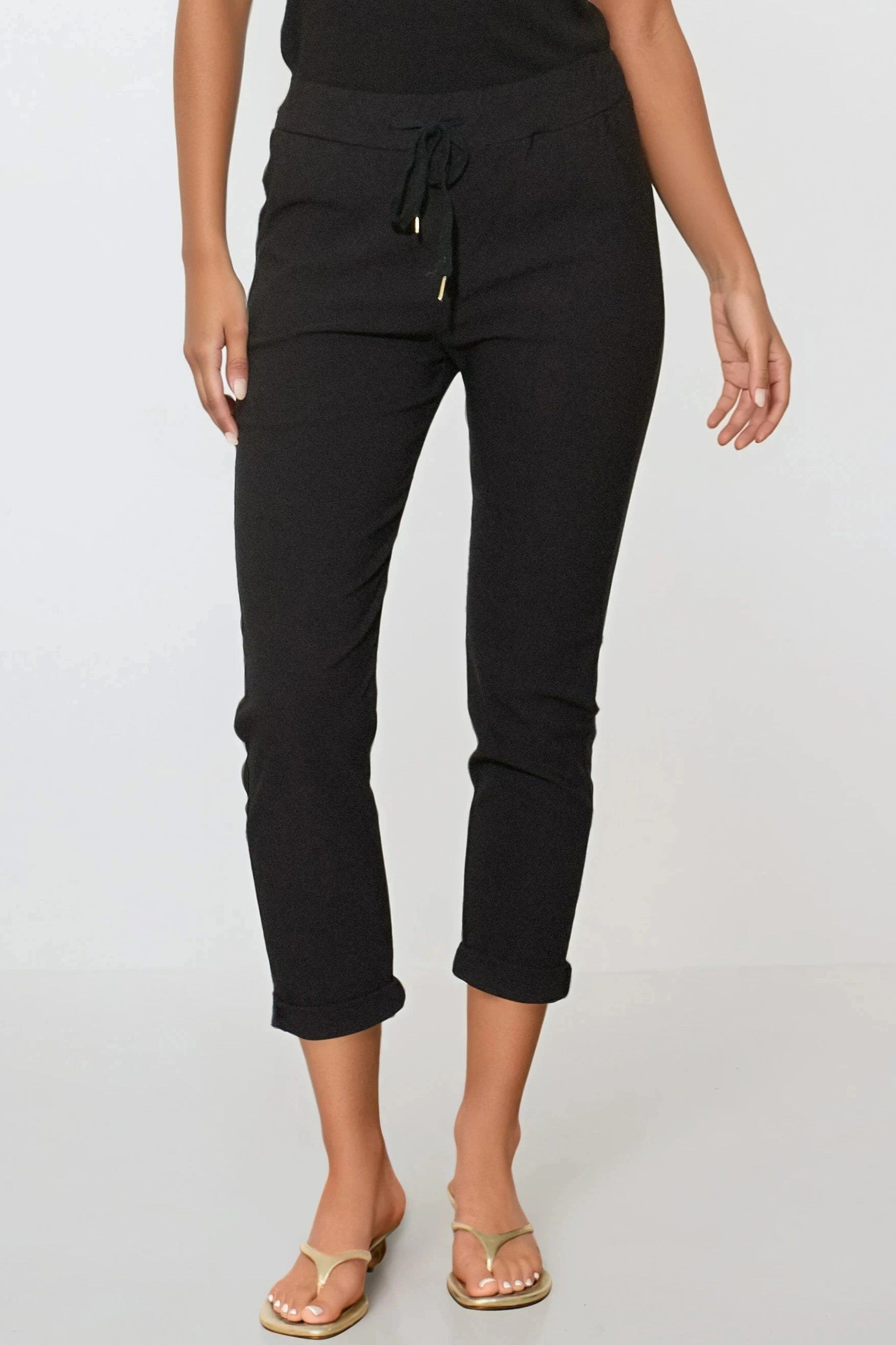 Black Stretch Drawstring Trousers ALGL2245