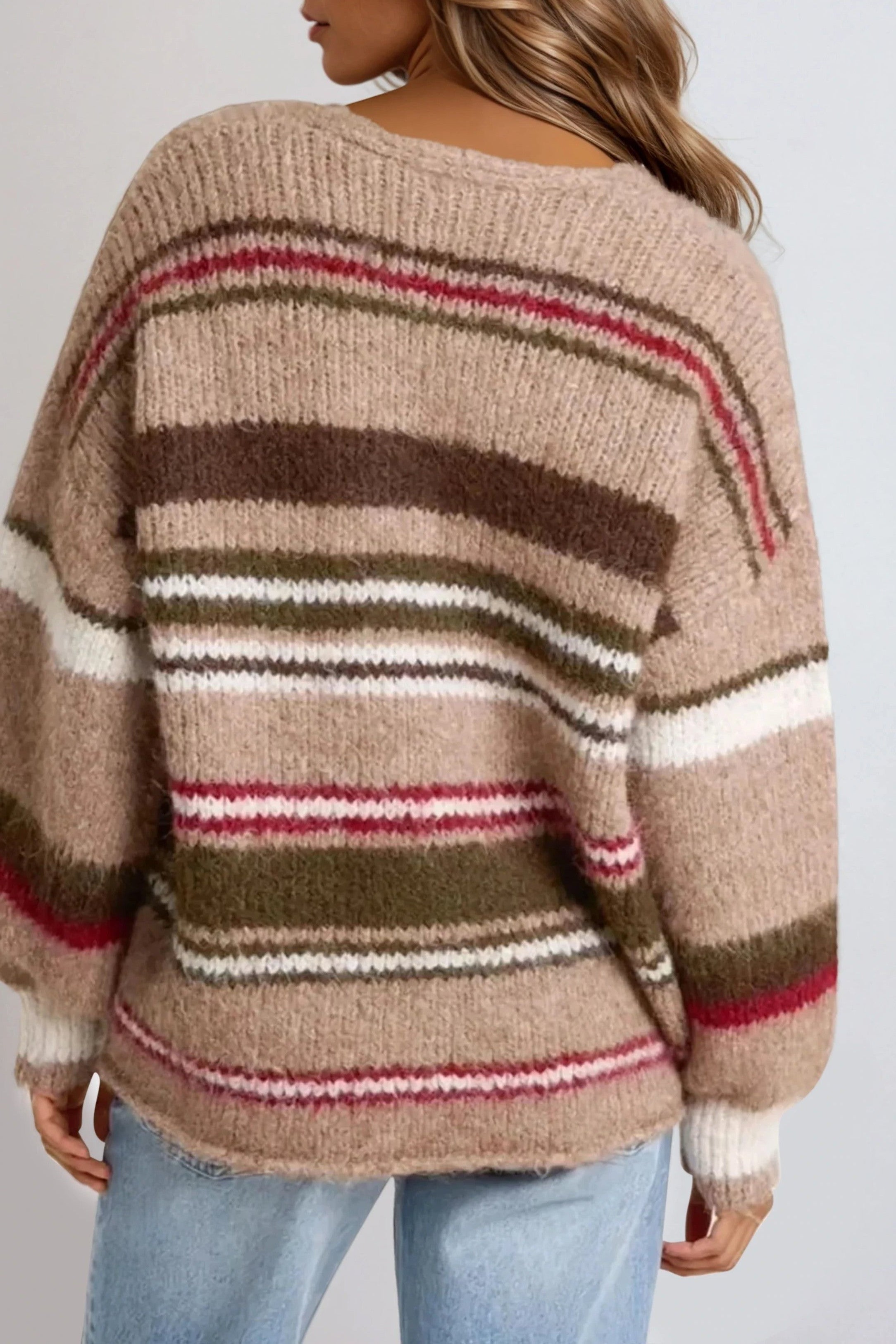 Mocha Striped Knit Cardigan ALWF5567