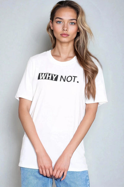 White - White Why Not Printed Cotton T-Shirt by Aftershock London
