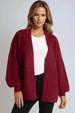Wine Wool Blend Balloon Sleeve Knitted Cardigan by Aftershock London