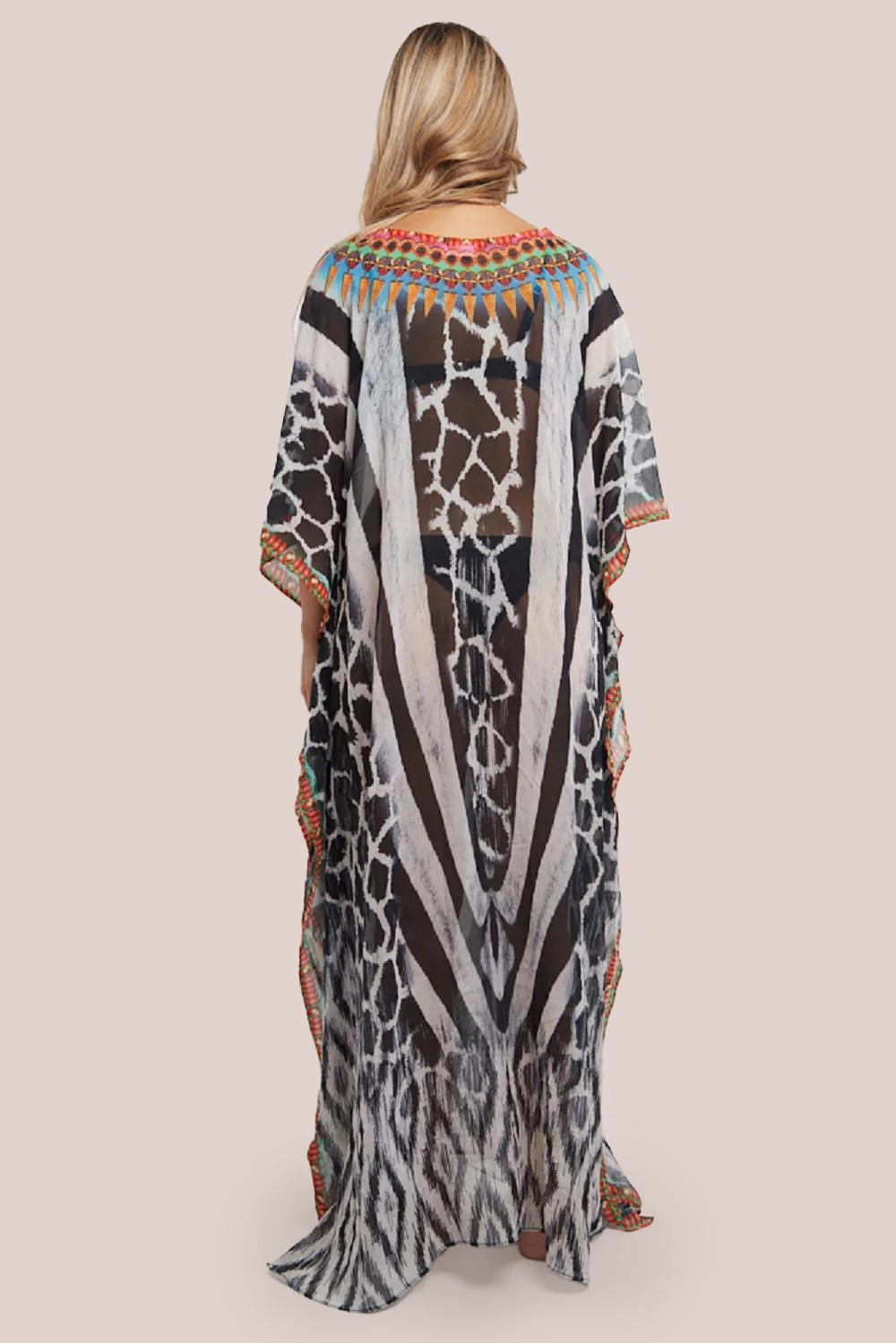 Black Maxi Beach Dress Kaftan AL1048