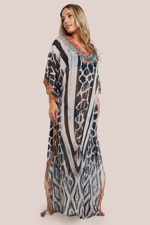 Black Maxi Beach Dress Kaftan by Aftershock London