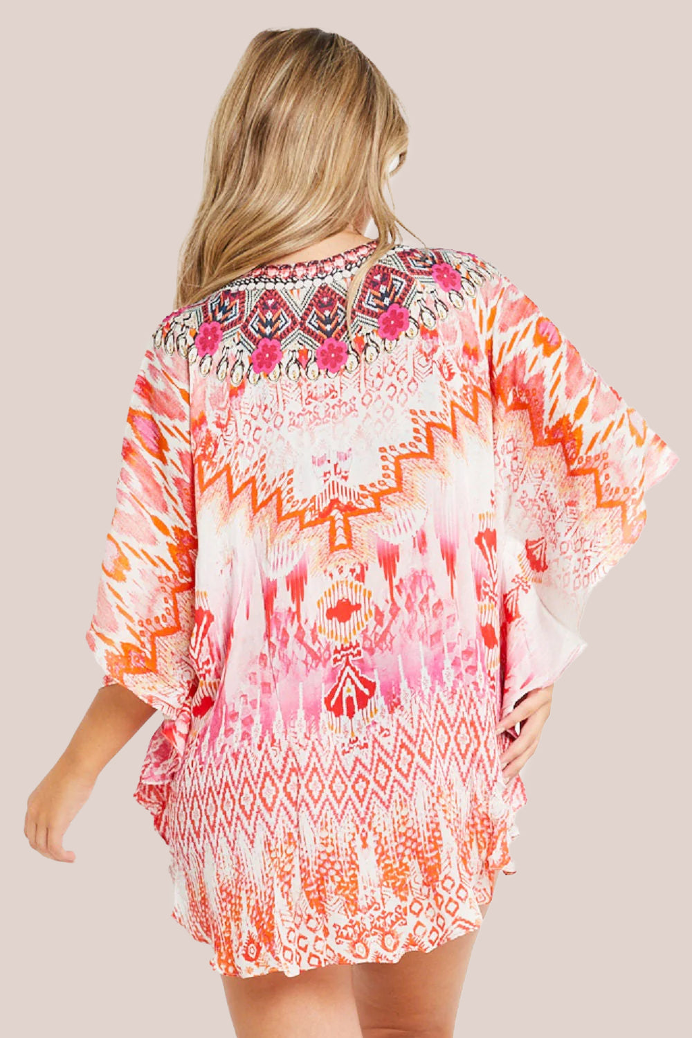 Pink Short Beach Dress Kaftan AL2423