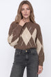 Brown Argyle Pattern Wool Blend Knit Jumper by Aftershock London