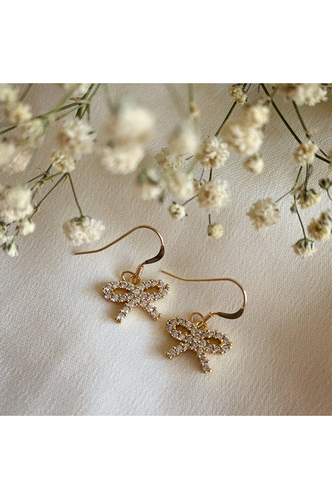 Wisteria London Audrey Dainty CZ Bow Earrings