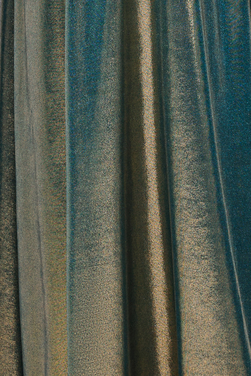 Gathered Front Dipped Waist Foil Maxi Skirt - Gold SK64