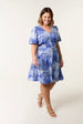 Curve Shirred Waist Button Mini Dress by Blue Vanilla