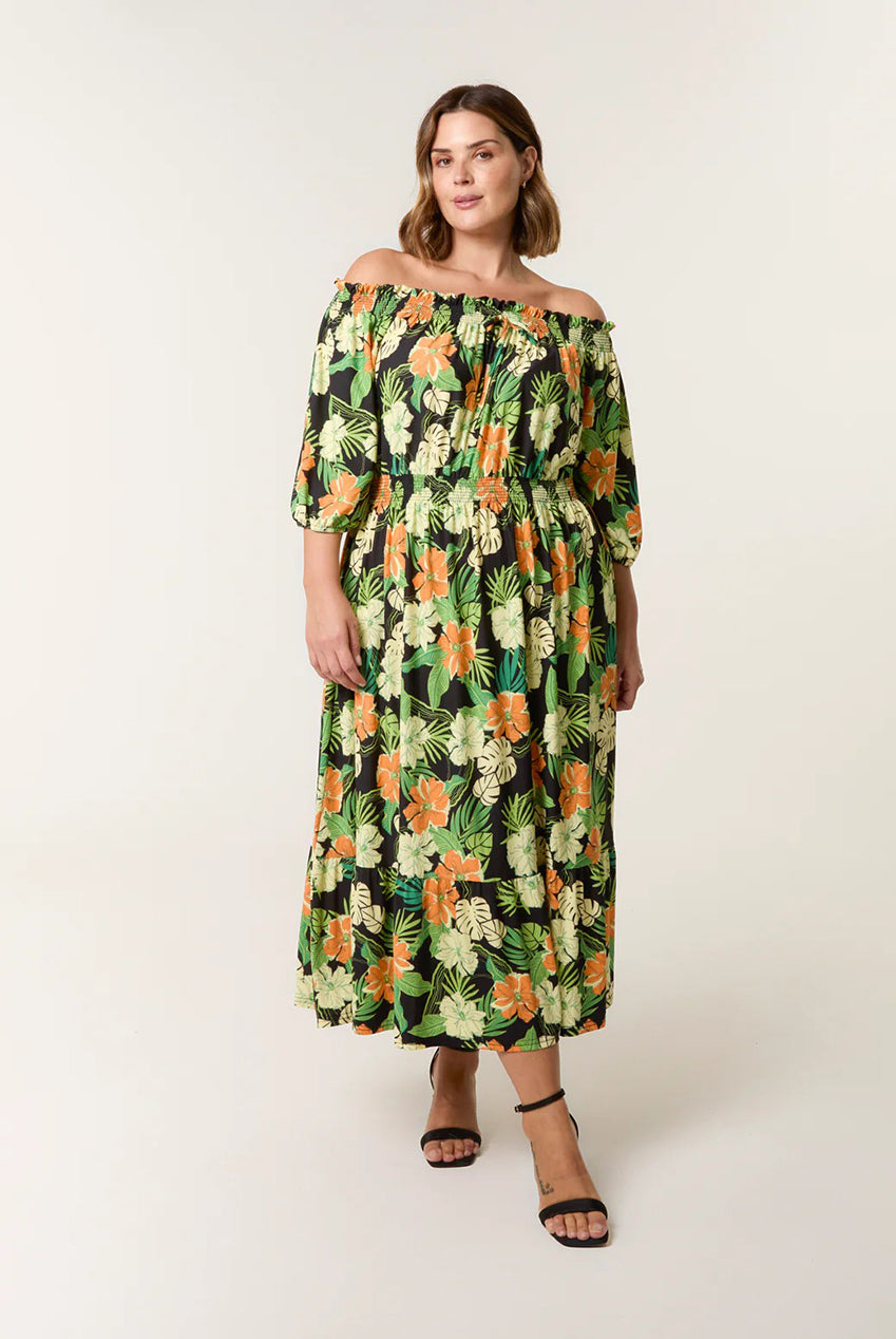 Curve Bardot Elasticated Midi Dress BC257711003A