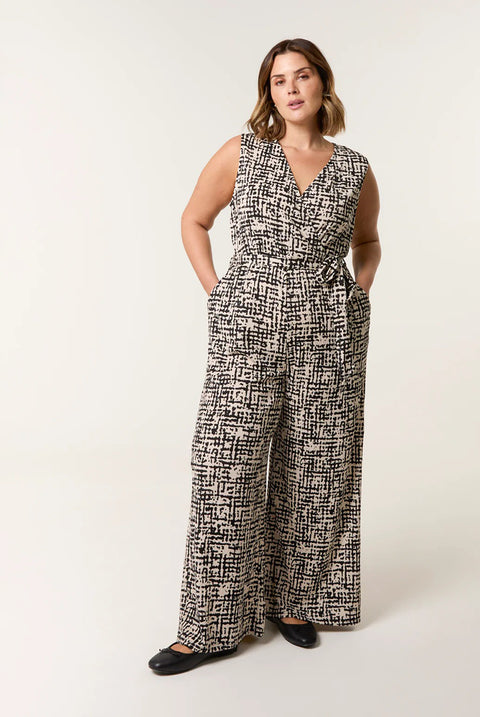 Curve Sleeveless Belted Jumpsuit by Blue Vanilla
