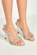 Val 3 Diamante Band Stiletto Heeled Sandals In Silver by Miss Diva