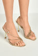 Val 3 Diamante Band Stiletto Heeled Sandals In Gold by Miss Diva
