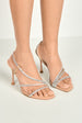 Val 3 Diamante Band Stiletto Heeled Sandals In Nude by Miss Diva