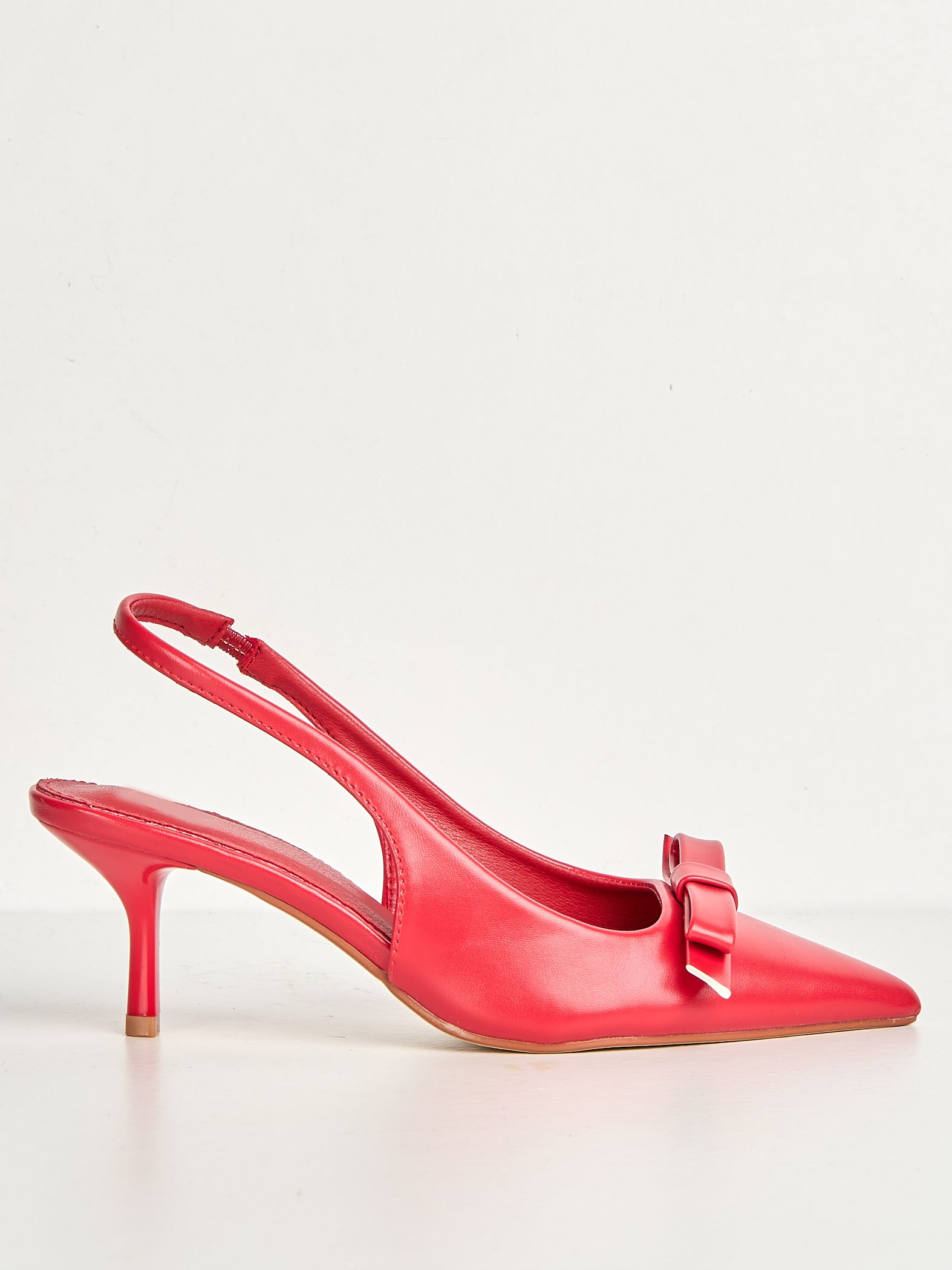 Cheri Bow Detail Kitten Heel Slingback Court Shoes In Red SQC-167-RED