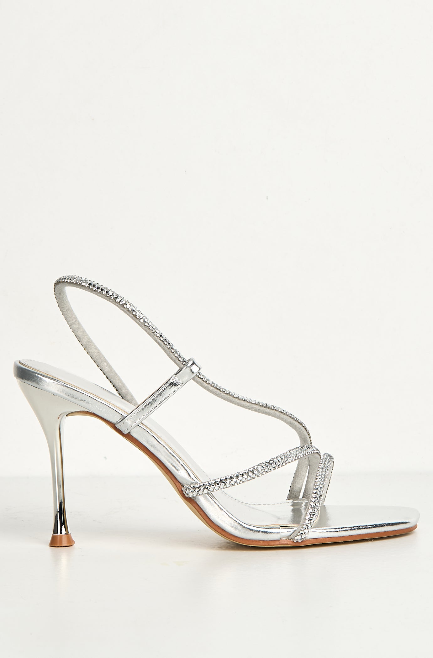 Val 3 Diamante Band Stiletto Heeled Sandals In Silver SQC-153-SVR