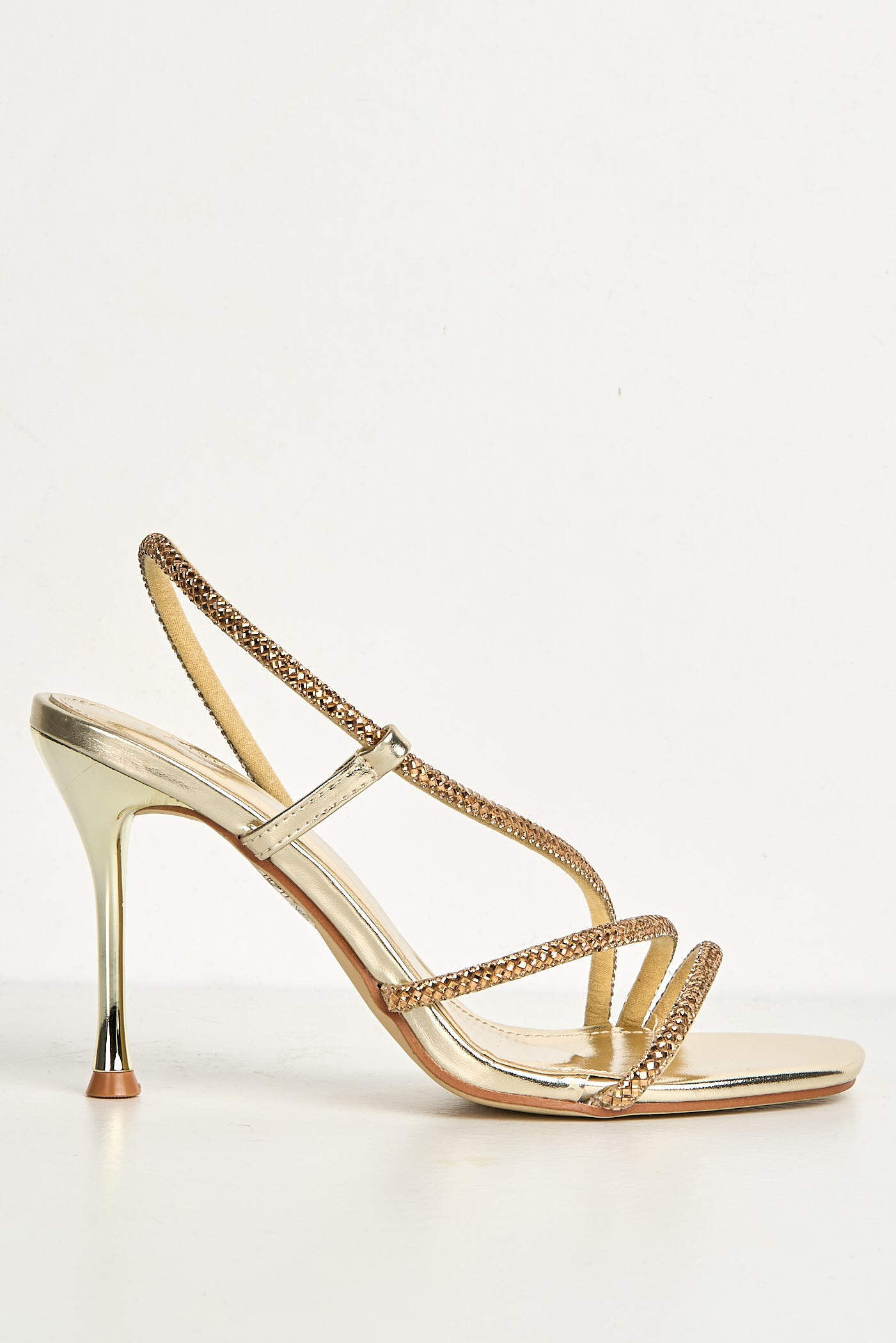 Val 3 Diamante Band Stiletto Heeled Sandals In Gold SQC-153-GOL